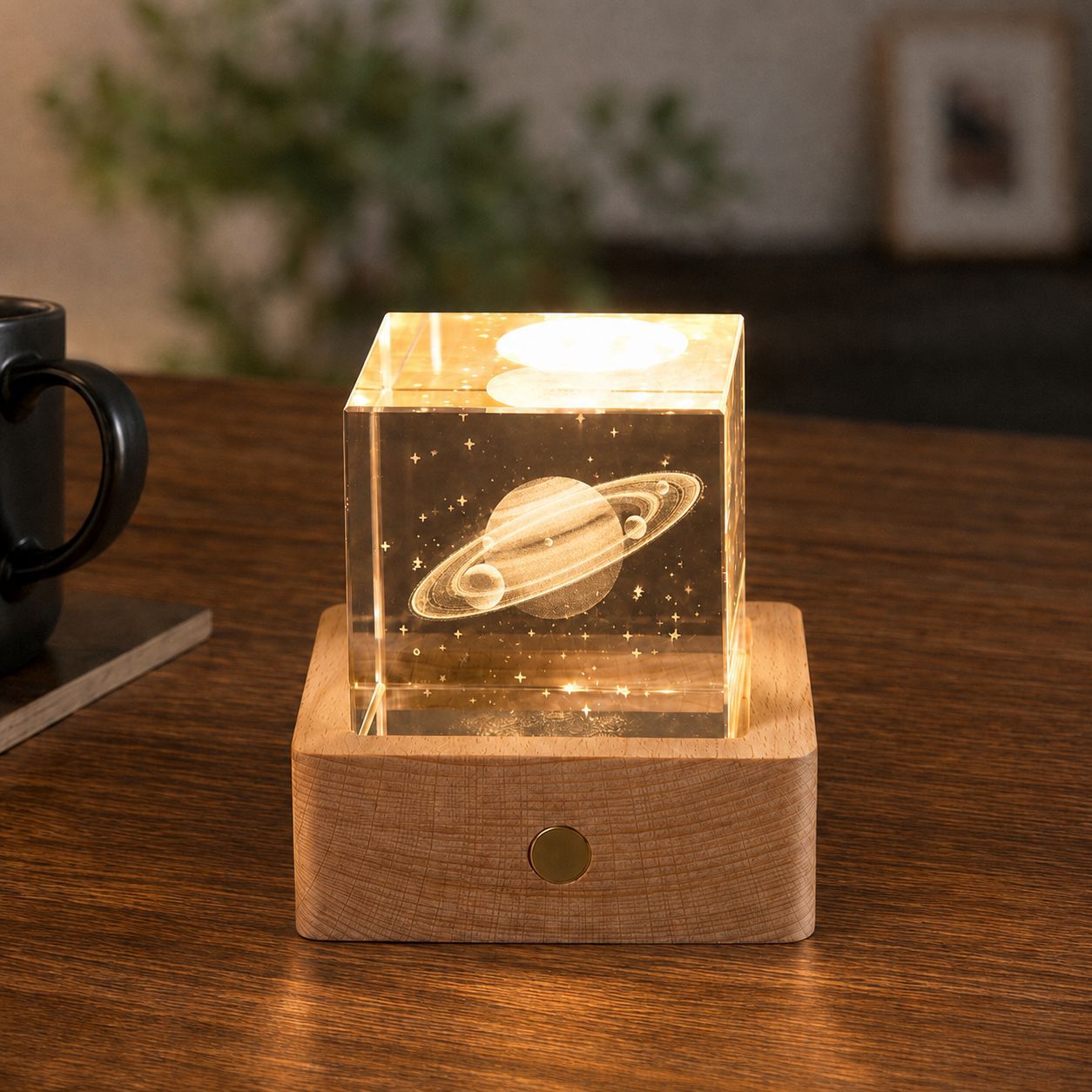 Lámpara de Noche de Cristal con Forma de Nube, Cubo Pequeño de Cristal, Adorno Creativo para Escritorio, Lámpara de Noche, Árbol de Cristal, Regalo para Niña, Transfronterizo