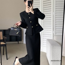 法式小香风气质时尚套装女2025秋季新款圆领长袖外套半身裙两件套
