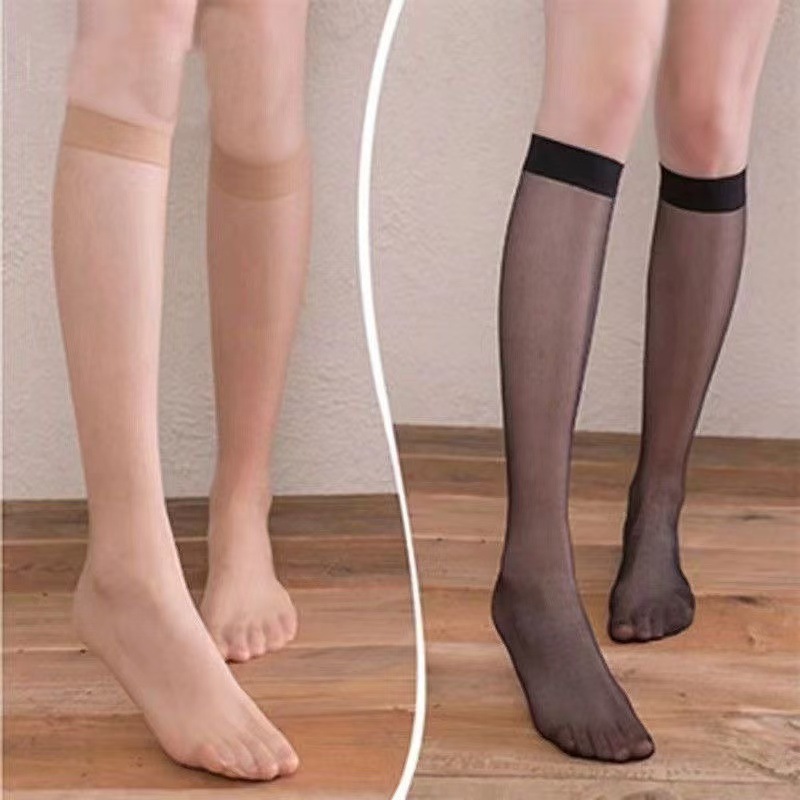 Mid-Calf Stockings for Women in Spring and Autumn Flesh-Colored Anti-Snatch Mid-Length Calf Socks Half-Calf Summer Thin Over-The-Knee Socks Wholesale