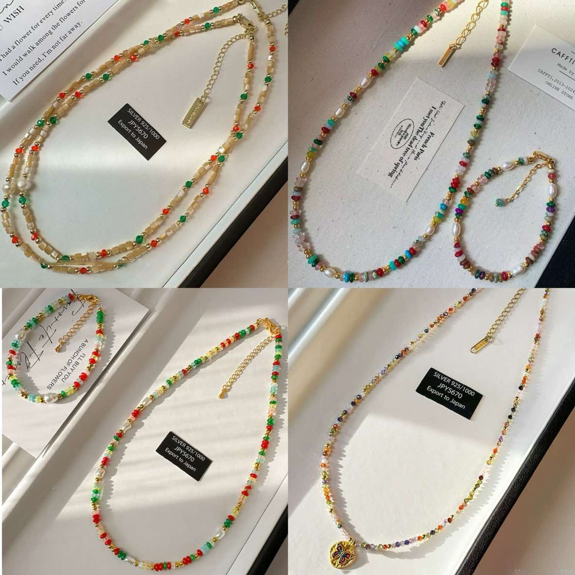 Collar de perlas de color dopamina Estilo étnico Retro con cuentas Cadena de clavícula Moda de nicho Collar de alta gama al por mayor