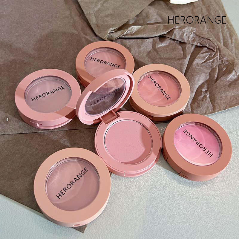 Herorange ~ クリームの粉のチークの低い飽和の柔らかい妹の単色の皿の蜜桃の橘の柔らかい霧のつや消しの自然な女子学生|undefined