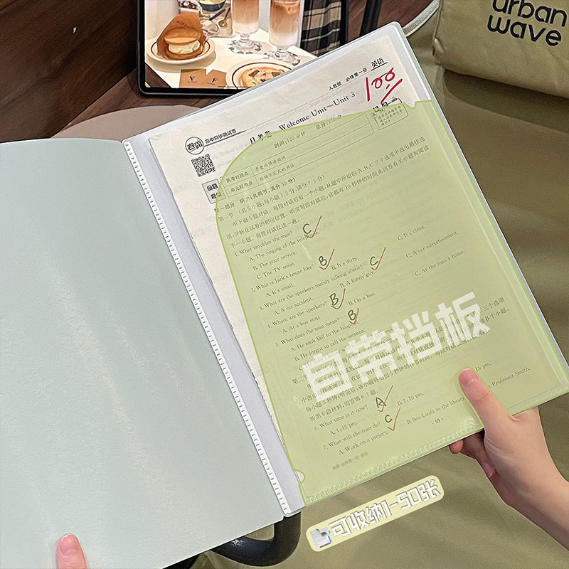 Carpeta de papel de prueba A3 carpeta de almacenamiento de hoja blanda bolsa de almacenamiento de gran capacidad carpeta de almacenamiento de papel de prueba de estudiantes carpeta A4