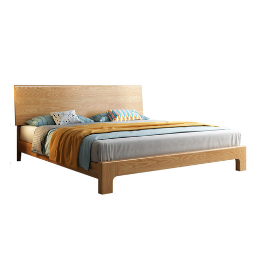 Ash wood all solid wood bed master bedroom modern simple bed 1.5 meters 1.8 meters Nordic style solid wood double bed wedding bed