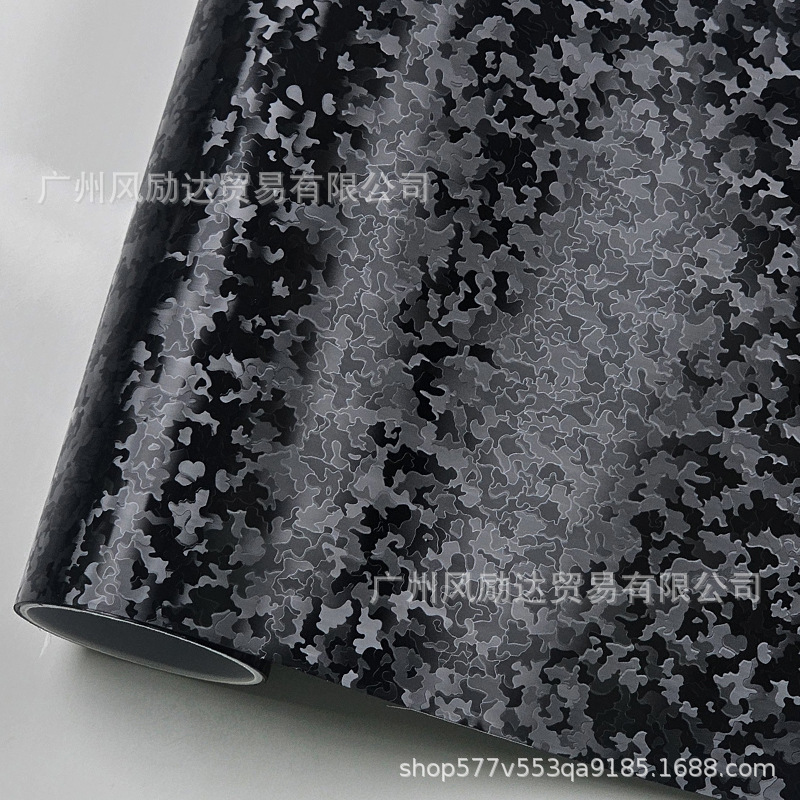 Cross-border best-selling matte forged carbon black hexagonal black shadow black car color change film interior ghost camouflage black