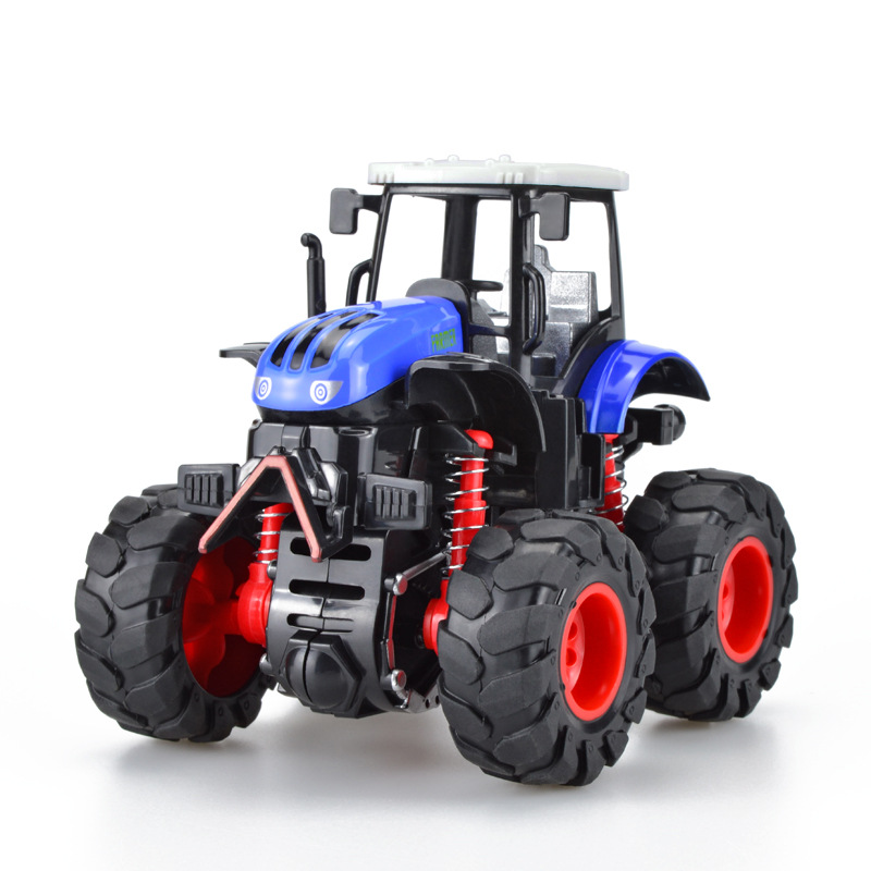 Vehículo de ingeniería de inercia de aleación transfronteriza Tractor Simulación Coche de granjero Modelo de bicicleta Regalo para niños Coche de juguete