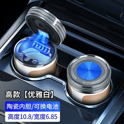 X5, Lx6, Multifunctional Car Interior Accessories — Car ashtray - universal-cd-pattern-high-profile-elegant-white-fashion-leather-texture-ceramic-liner