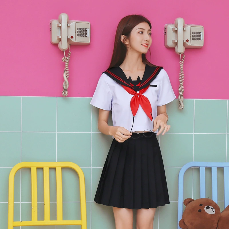 Костюм матроса с вышивкой Imp Devil Two с короткими рукавами, японская Униформа JK, летняя женская школьная форма, сценическое представление
