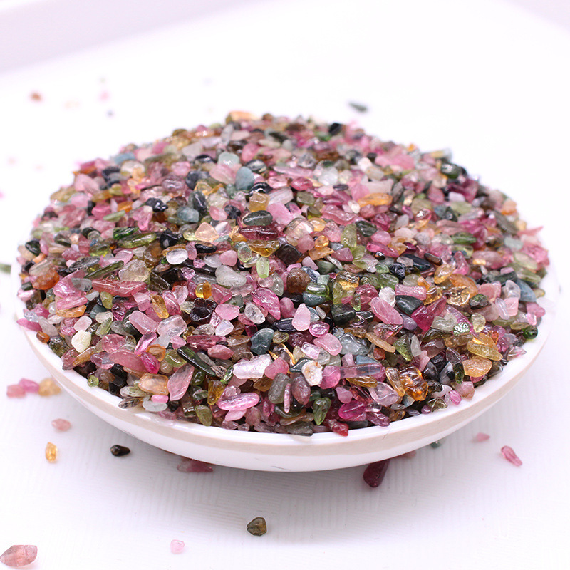 Crystal Natural Color Tourmaline Gravel Ornaments Fine Particles Nail Art Small Stone Pillow Decorative Mineral Treasure