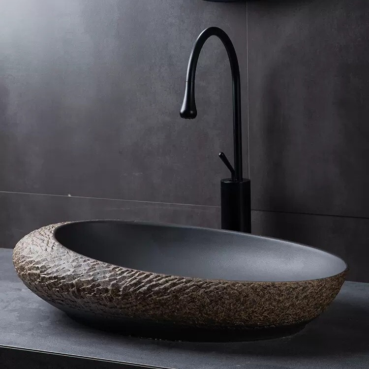 Jingdezhen counter basin balcony wash basin single basin vintage ceramic art basin bathroom special-shaped wash basin home