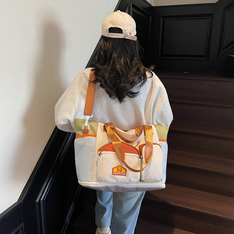 高颜值手提百搭托特包女大容量可扩展健身包多功能轻便收纳行李袋|undefined