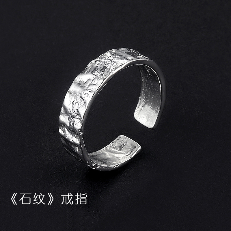 Bagues empilables pour homme, style vintage vieilli, motif porte-bonheur, ensemble de trois bagues à superposer, bague unique tendance pour homme, bague ouverte thaïlandaise en argent_voghion.com