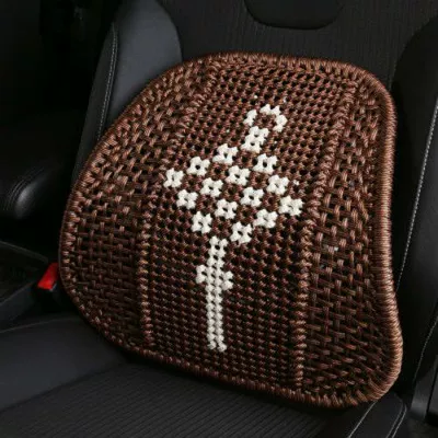 Hand-Woven Car Lumbar Support with Thickened Steel Tube Backrest, Non-Deformable Waist Protection Car Cushion, Backrest Cushion, Summer Hot-Selling Wholesale (Waist support) - bold-hand-knitted-chinese-knot-coffee-color