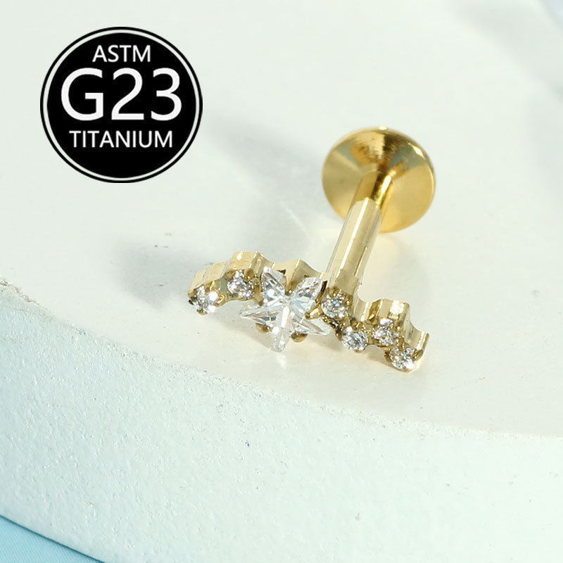 G23 Titanium Internally Threaded Lip Nail Ear Bone Stud 1.2x10mm detail image 7