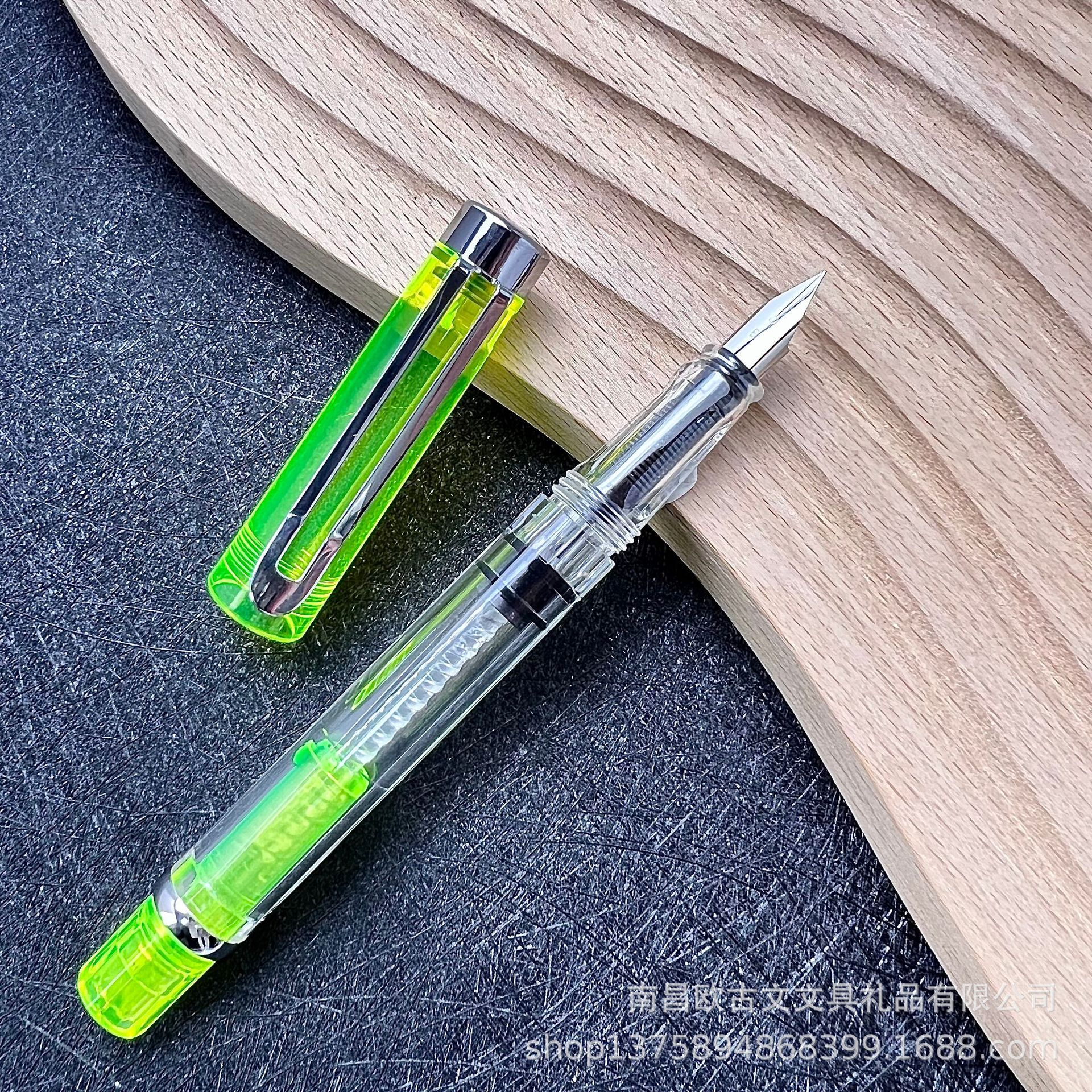 Ouguwen - Juego de regalo de papelería con bolígrafo de punta metálica giratoria de nuevo estilo, cartucho de tinta transparente que absorbe la tinta, para que los estudiantes practiquen la caligrafía.