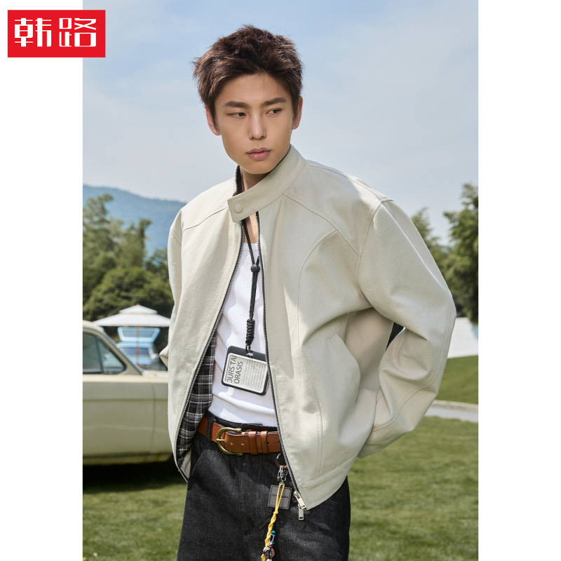 Plaid Patchwork Retro Harrington Jacket, New Autumn Style, Stand-Up Collar, Loose Short Wide Silhouette, Trendy Casual Outerwear