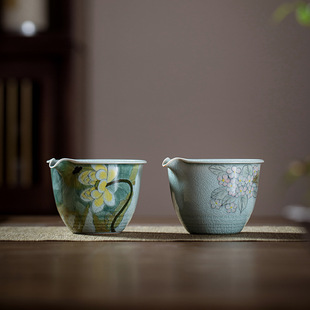 Ice sheet glaze pure hand-painted open ceramic fair Cup household Nourishing Tea Sea high-grade kung fu tea set male cup tea dispenser