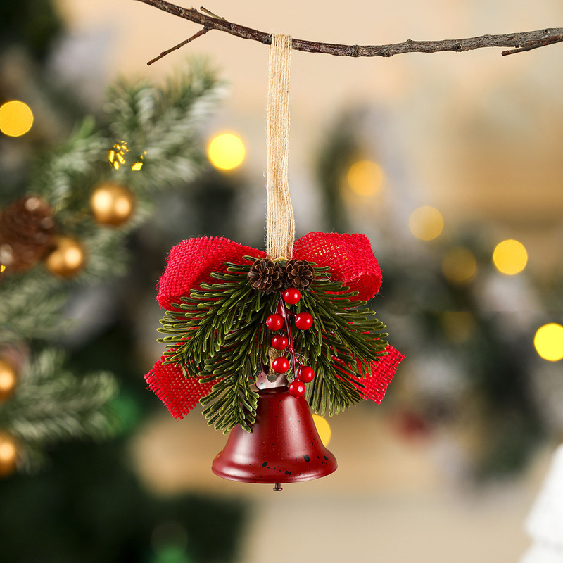 クロスボーダー新しいクリスマスベルリボンペンダントウィンドウ装飾松ぼっくりベルペンダントクリスマスツリー装飾|undefined