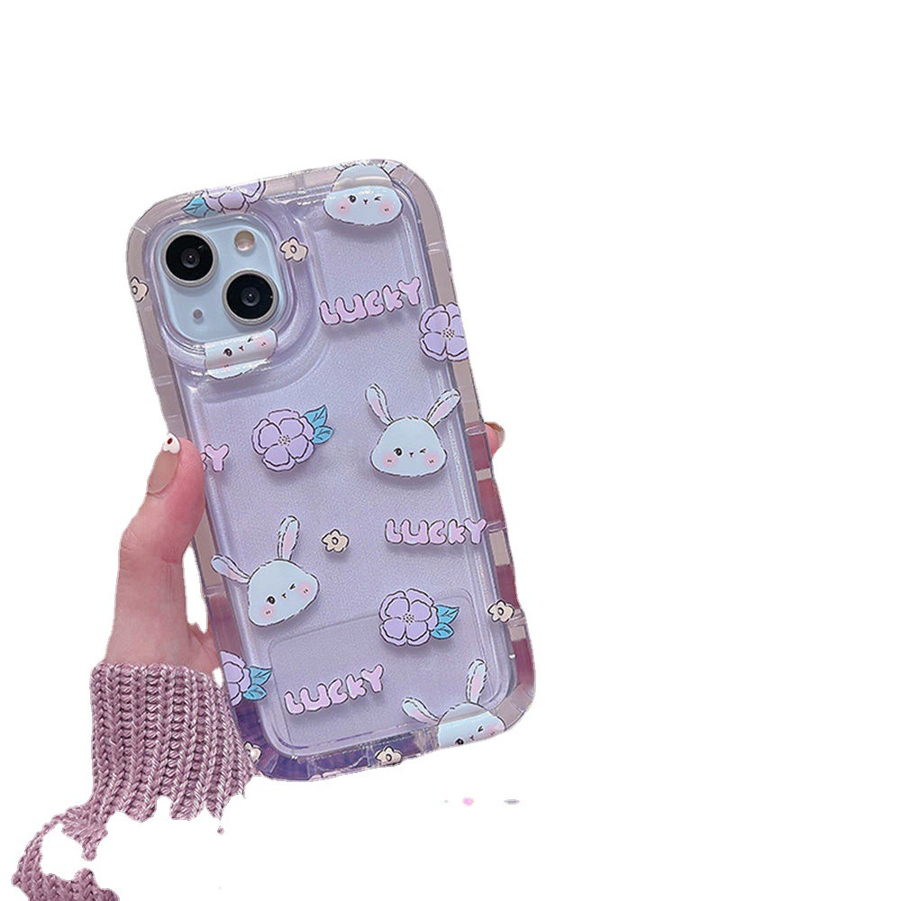 Совместимый фиолетовый кролик, чехол для телефона, iPhone, 17Promax, цветочный, защита осень, 13