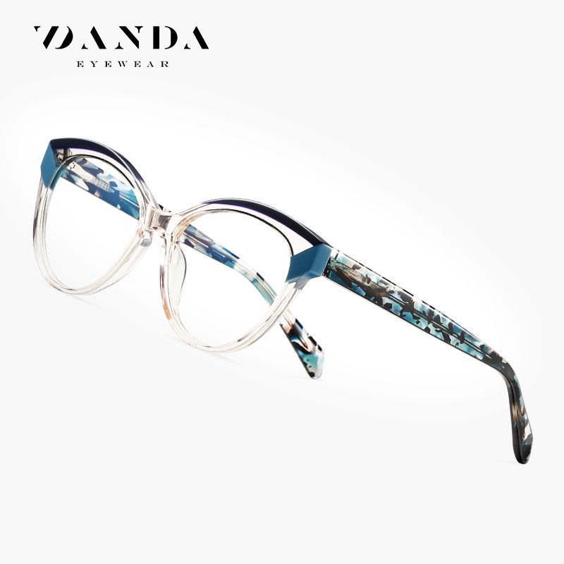 Gafas de placa de nuevo estilo F22107 venta caliente transfronteriza Gafas anti-luz azul de ojo de gato sin rostro espejo plano pequeño