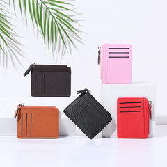 Women's bag card holder women's simple coin purse compact zipper solid color pebbled pattern business card holder