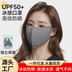 一件代发无痕冰丝口罩防紫外线薄透气全脸遮阳护眼角面罩夏季防晒