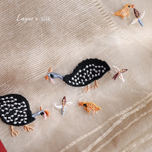 小仙鹤丨重工刺绣真丝混纺围巾丝巾大尺寸披肩春夏新款送妈妈薄女