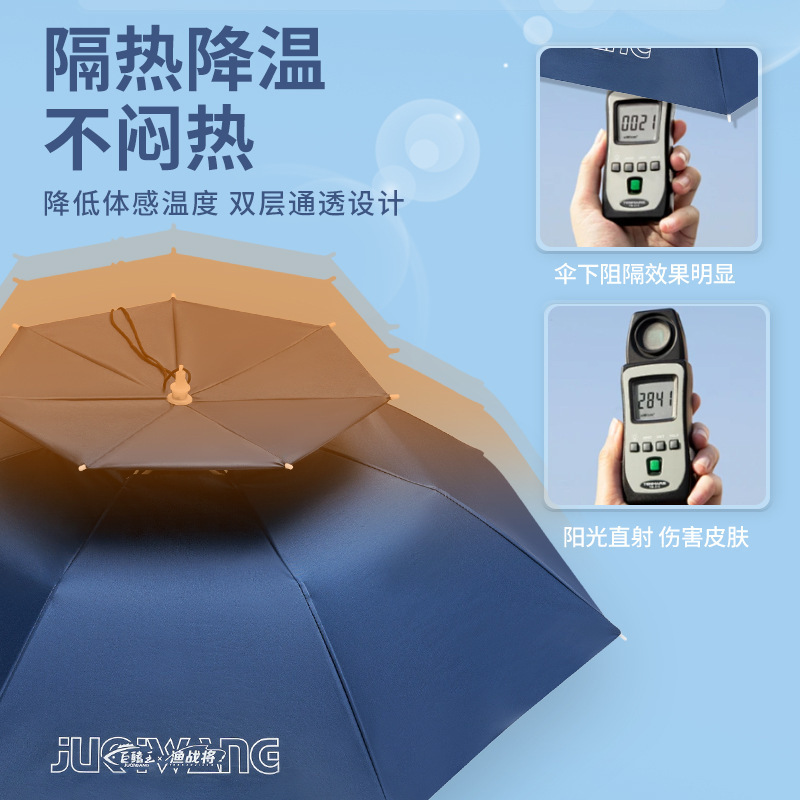 伞帽头戴雨伞防雨防晒雨伞户外钓鱼专用雨伞采茶斗笠头戴伞帽批发|undefined