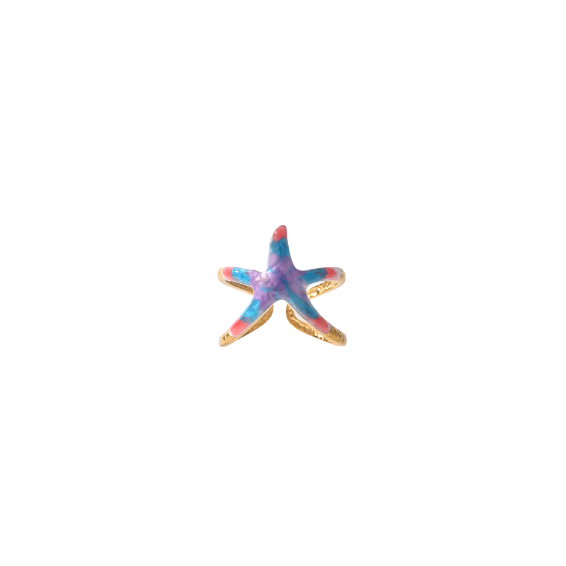 Tina Europa y los Estados Unidos de acero inoxidable INS diseño de anillo de acero inoxidable de alto nivel sensación de viento marino estrella de mar anillo abierto