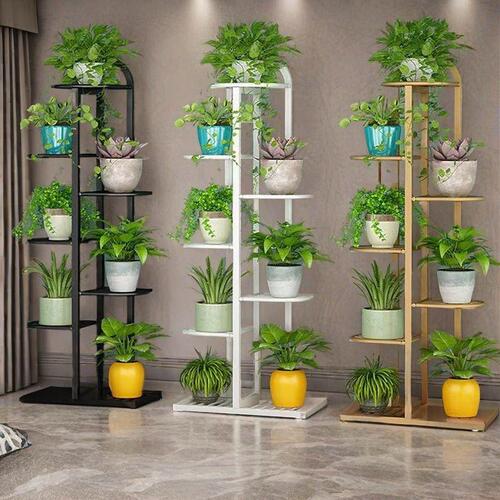 Folding Lightweight Luxury High-End Flower Stand Living Room Floor-Powered Balcony Succulent Plant Pot Stand Multi-Layer Storage Rack