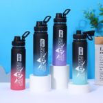 跨境渐变运动水杯夏季男女高颜值带刻度杯手提塑料太空壶批发