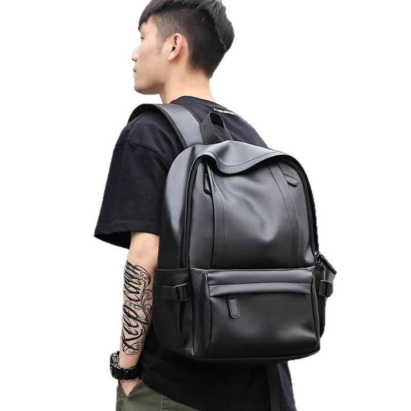 Men's Waterproof PU Backpack, Large Capacity Laptop Bag, Suitable For Commuting, Travel, Business Trips, And College_voghion.com