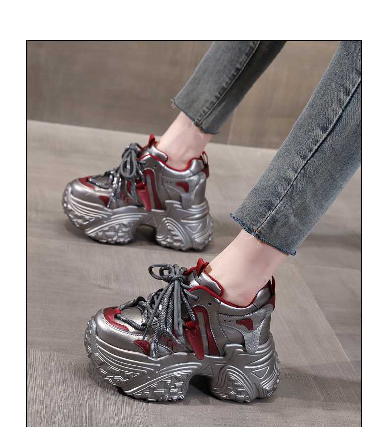 Giày sneaker nữ đế dày độn cao bên trong, phong cách thể thao thường ngày — Màu be chi tiết 15