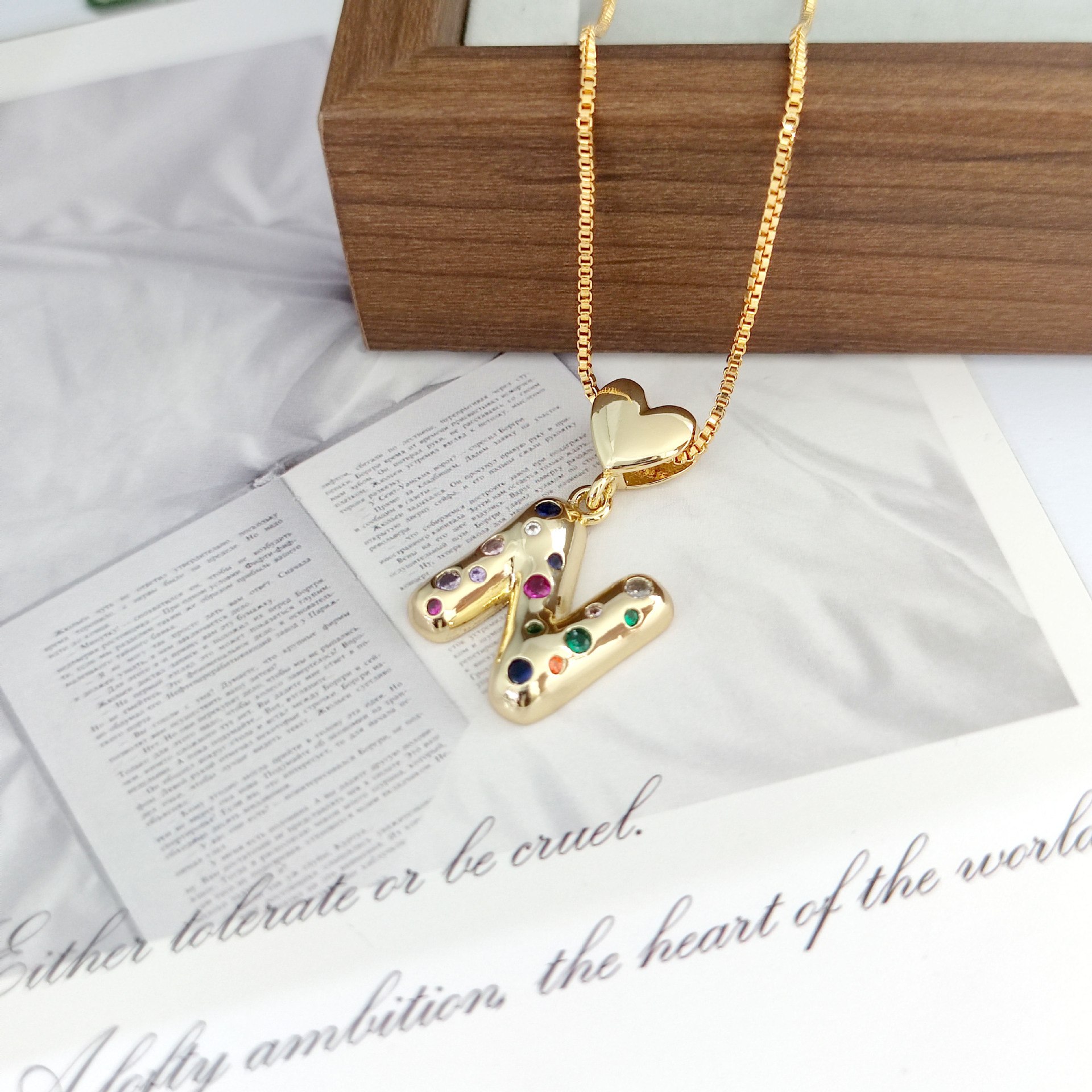 12g Weight Copper Pendant Material Zircon Inlay Material Pendant Necklace Classification Copper Chain Material 1 Piece Quantity Holiday, Daily Occasion Copper Material Letter, Heart Shape Pattern Women's Gender Inlay Design Simple Style Style Copper Inlay Letter Heart Shape Zircon Pendant Necklace 17