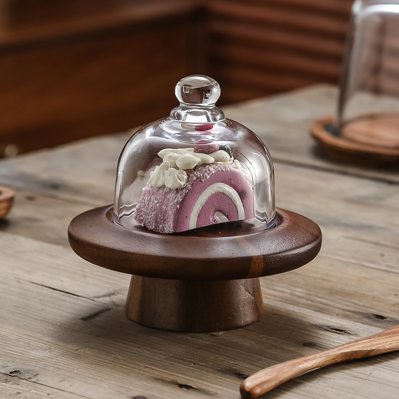 Acacia pastel de madera mini pie alto estante de exhibición de postres de postres de hotel de postres de restaurante de platos de distribución transfronteriza