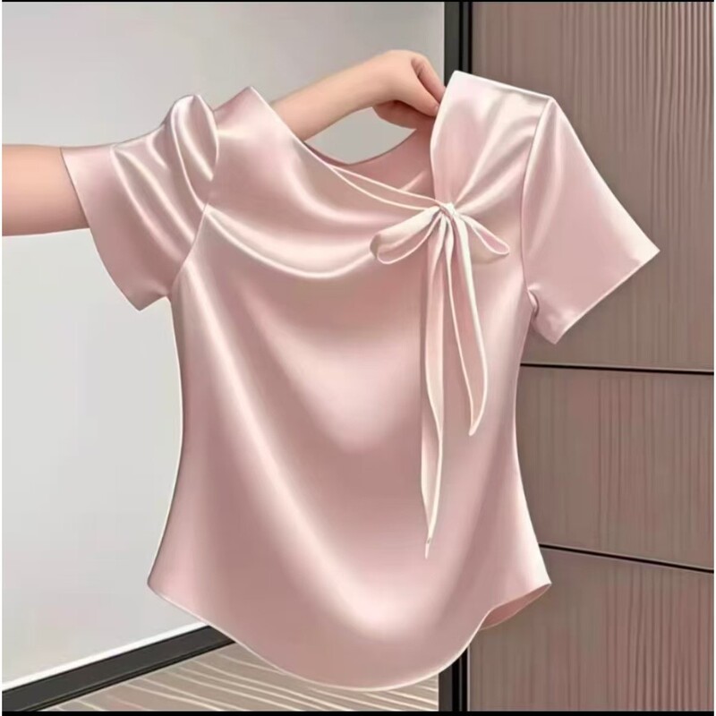 New Chinese Style Summer Short-Sleeve Top 2025 Design with Bow, Stylish, Slimming, Versatile Women's T-Shirt New Chinese Style Summer Short-Sleeve Top 2025 Design with Bow, Stylish, Slimming, Versatile Women's T-Shirt