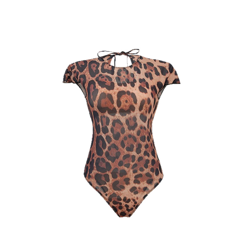 Nuevo vestido de impresión de leopardo transfronterizo de mujeres europeas y estadounidenses, moda y sexy, cintura delgada, mujer Amazon.