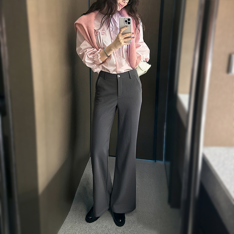 Flared Wide-Leg Pants for Women 2026 New Summer High-Waisted Drapey Casual Pants Petite Slimming Flared Suit Pants