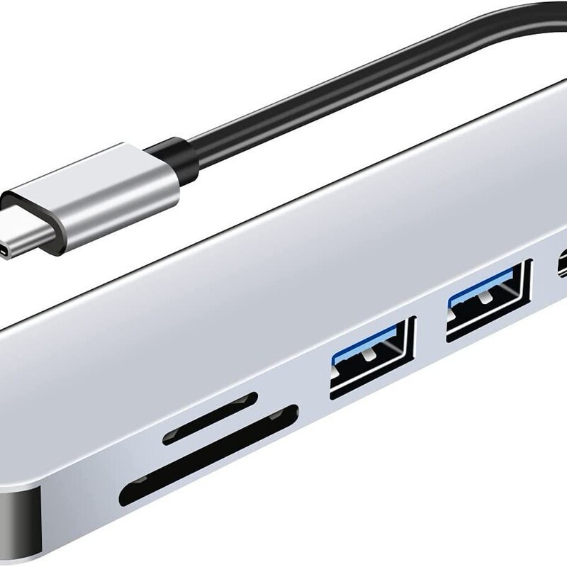 Cross-Border Supply Type-C to Hdmi+Usb3.0+Usb2.0+Pd+Sd/Tf Six-In-One