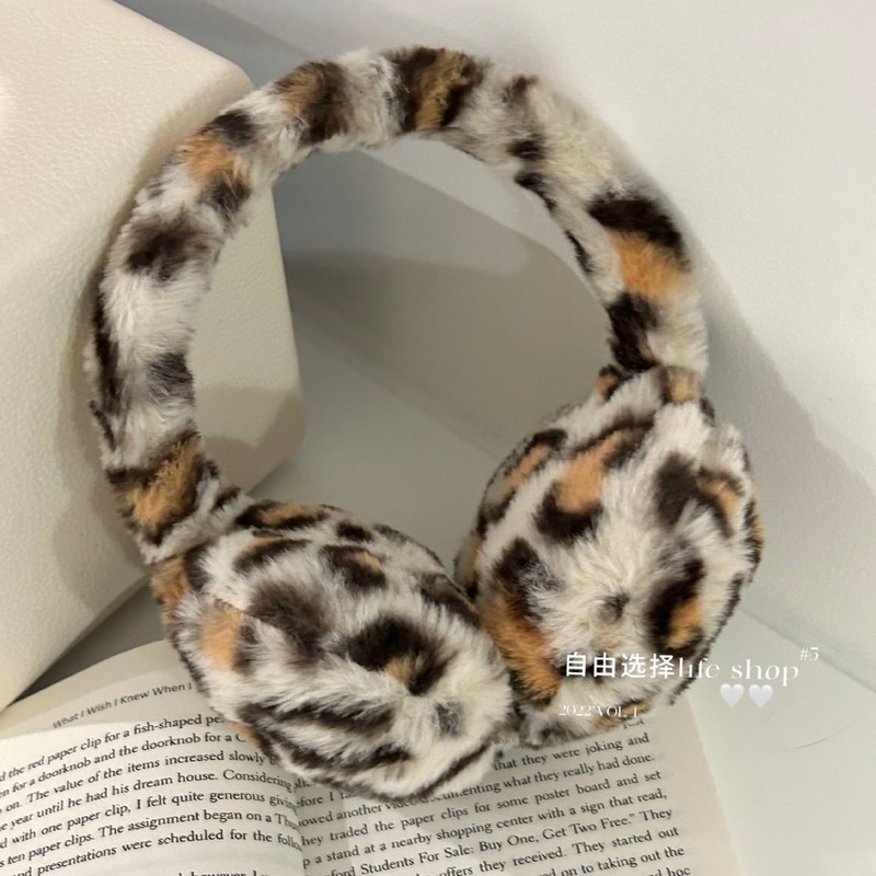 秋冬のヒョウの紋様の柔らかいウサギの絨毯の耳カバーの耳の保温の甘いクールなギャルの保温のイヤホン式のぬいぐるみの耳カバーの女子学生|undefined