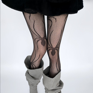 Fishnet Stockings Big Spider Subculture Spicy Girl Personality Hollow Pantyhose Millennium Niche Outfit Slimming Legs