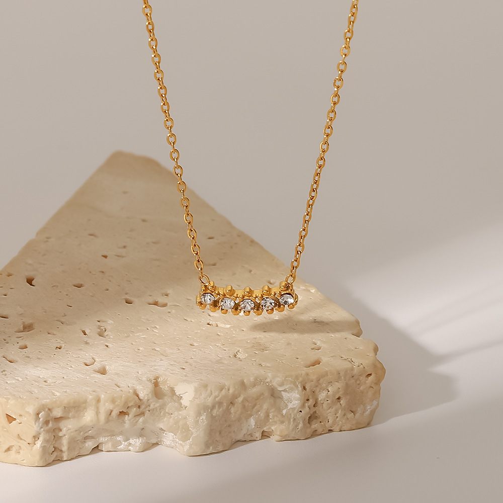 Fashion Geometric Stainless Steel Pendant Necklace Zircon Stainless Steel Necklaces