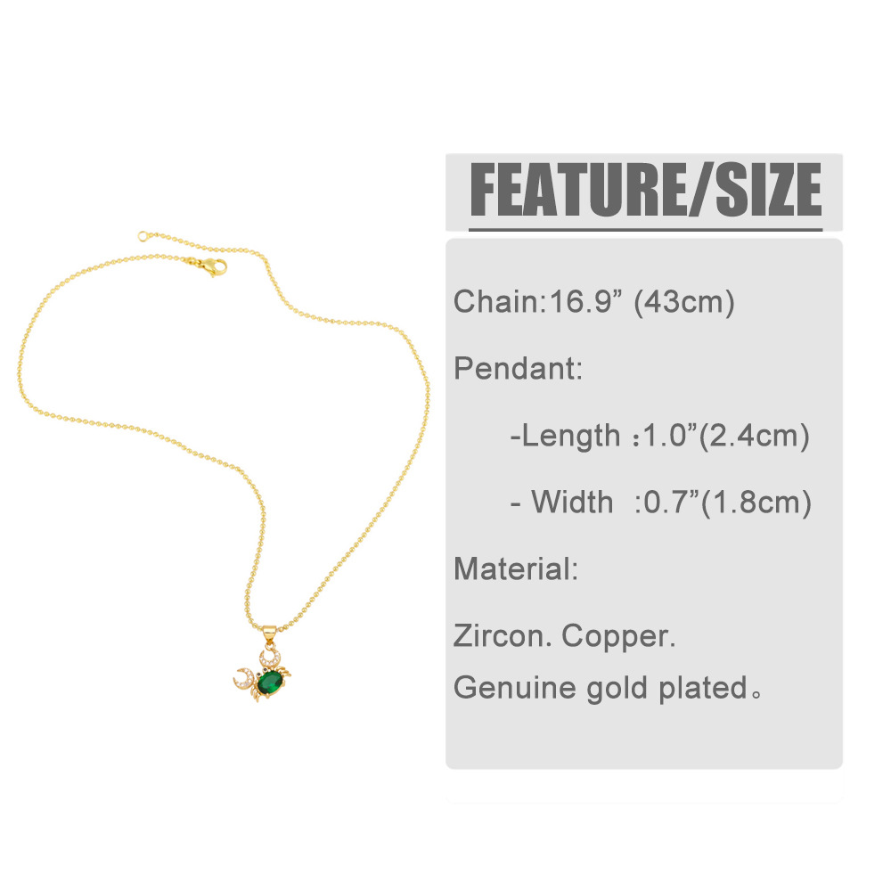 Fashion Color Zircon Copper Clavicle Chain Cute Little Crab Animal Necklace display picture 1