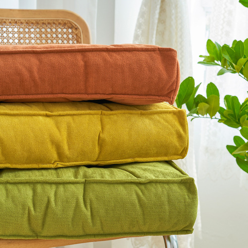 Durable Grey Cotton Linen Office Chair Cushion Long Sitting Magic Breathable Anti-Slip Butt Pad Seat Cushion Thick Balcony Cushion