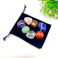 Natural crystal colorful gemstones set seven-color crystal gravel raw stone polished decorative crystal ornaments wholesale