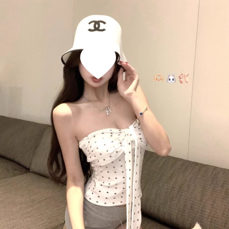 蝴蝶结系带波点吊带背心女夏季泰式辣妹一字肩抹胸小上衣绝美厂家|undefined