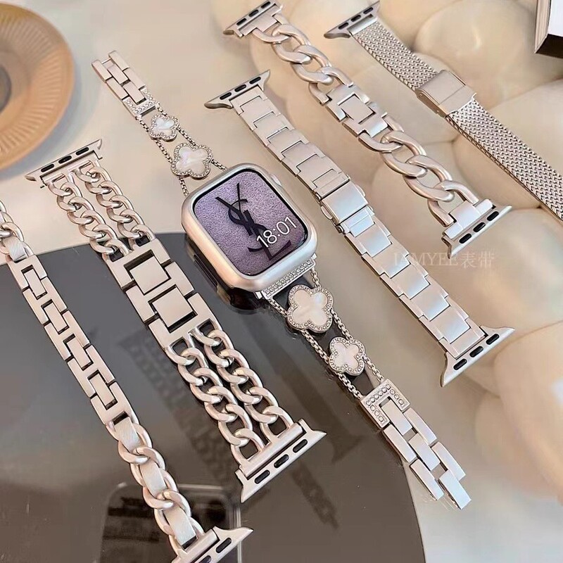 Suitable for applewatch8 Metal Star Color Strap Apple Watch 10 Generation SE Small Chanel Style Denim Chain for Women
