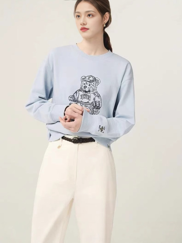 2025秋季新款趣味大熊图案简约舒适上衣线条熊女卫衣TTMA254902E|undefined