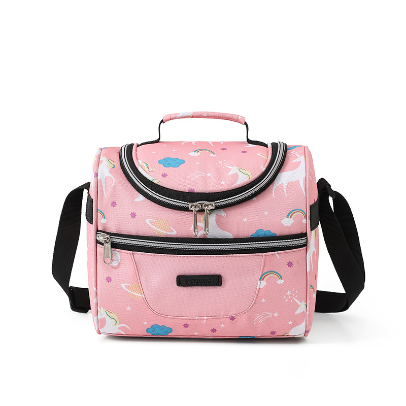 Bolsa de lonchera de aislamiento de papel de aluminio engrosado en stock de fábrica, bolsa bento de aislamiento de mensajero de un solo hombro, bolsa bento para estudiantes de oficina