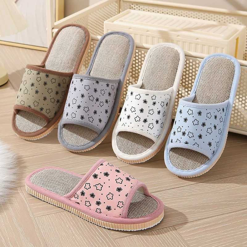 Льняные тапочки, которые можно стирать в машине, для дома, для мужчин и женщин, для пар, с мягкой подошвой, на деревянном полу, бесшумные тапочки, весна, лето, осень и зима.