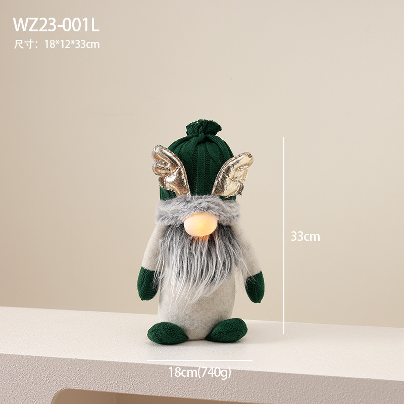 Regalos de Navidad con luces Decoraciones de Navidad Adornos de mesa Muñeca de Navidad verde sin rostro Muñeca Goblin